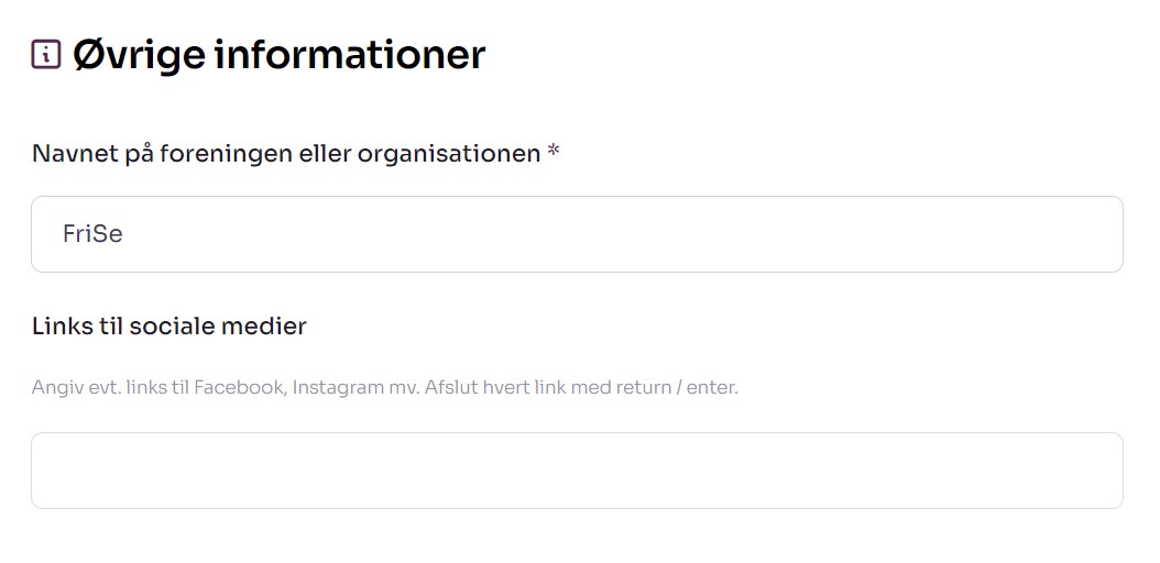 Skærmbillede fra Socialkompas der viser hvor man skriver øvrige informationer ifm. sit tilbud